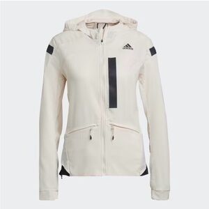 Adidas Women's track and field marathon translucent jacket, cream, Medium
